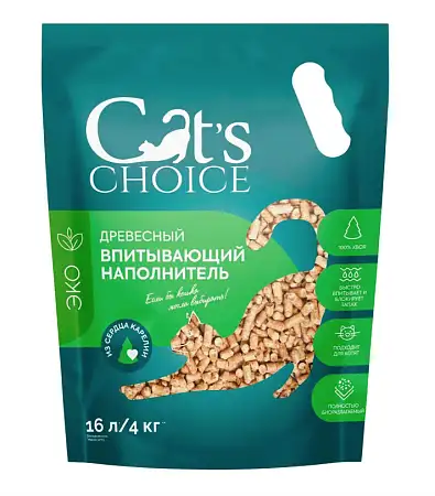 Купить cat's choice Древесный наполнитель для кошек впитывающий